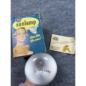 Vintage GE Sunlamp RS Reflector 275W Bulb with Original 1950s Box and Manual